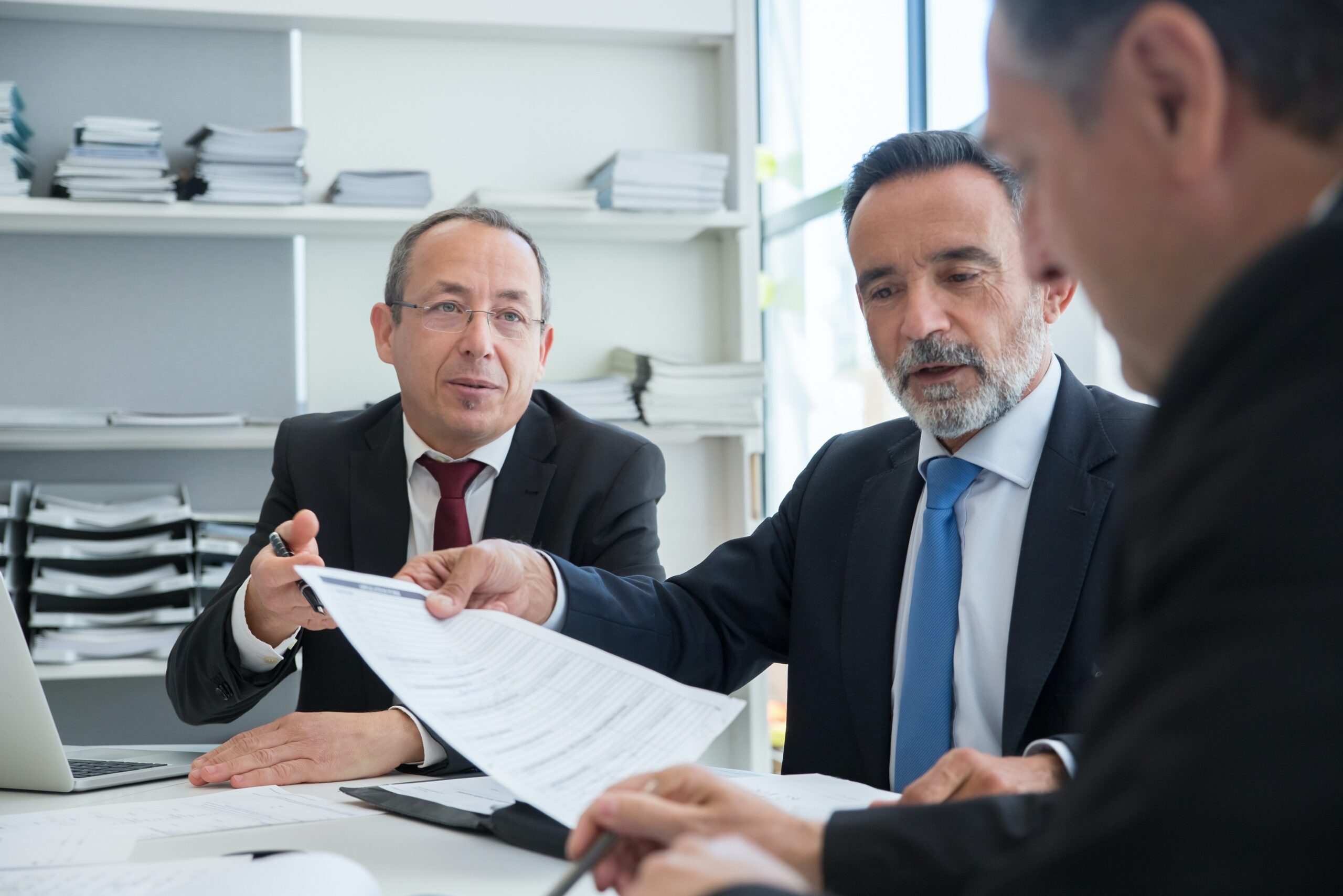 Insurance advisor meeting with clients