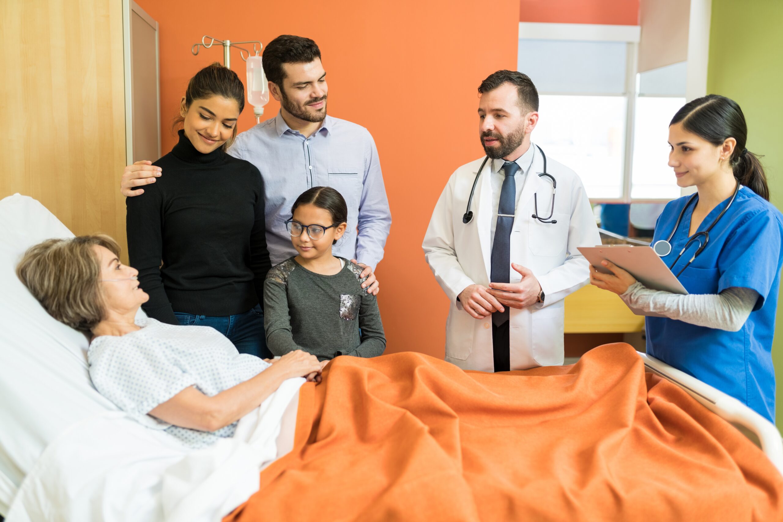 Family discussing health insurance coverage